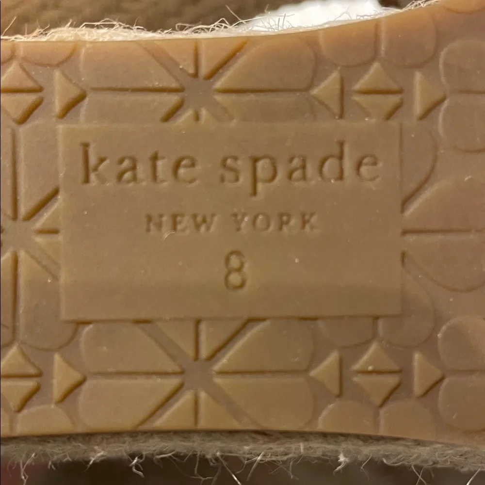 Kate Spade 8 Paloma Camel Tan Suede Studded Espadrille Wedges w/ Ankle Strap - Picture 9 of 9